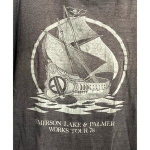 RARE Vintage 70s ELP EMERSON LAKE PALMER PIRATE SHIP 1978 TOUR S Small T-Shirt